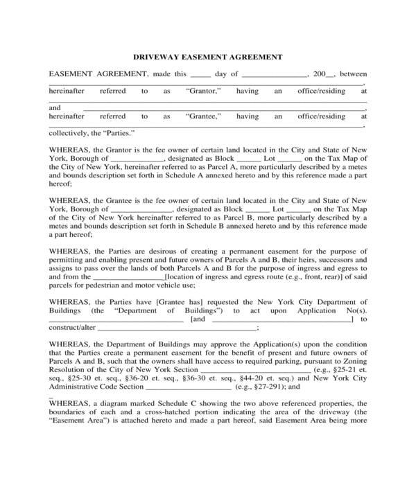 driveway easement agreement form