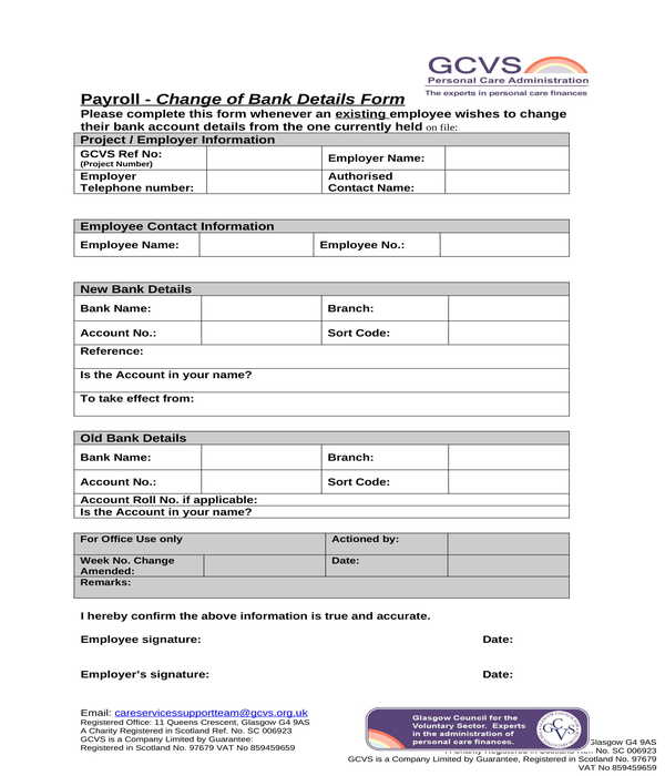 FREE 5+ Employee Payroll Change Forms in PDF MS Word