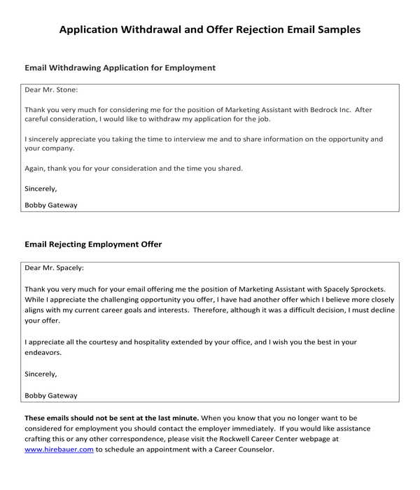 Free 5 Employment Rejection Letters In Pdf Ms Word