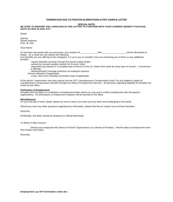 FREE 5+ Employment Termination Letters in PDF | MS Word