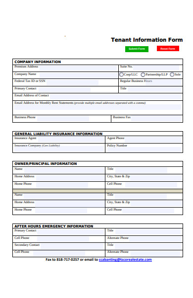 existing tenant information form