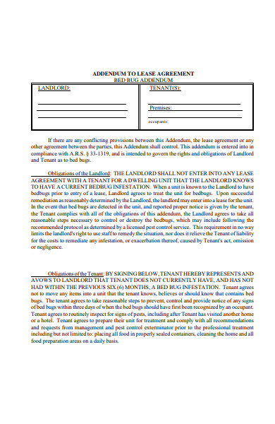 FREE 10+ Bed Bug Addendum Forms in PDF | MS Word