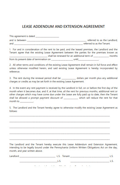 Addendum To Tenancy Agreement Template Parahyena com