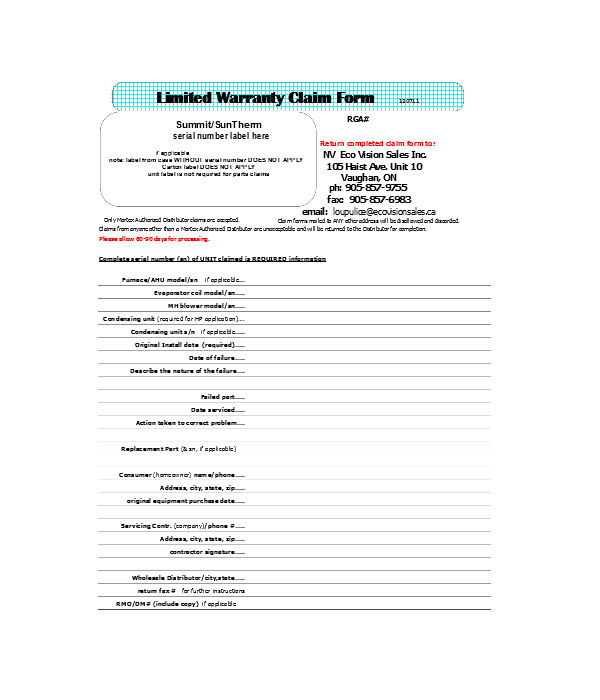 FREE 7+ Warranty Claim Forms in MS Word PDF Excel