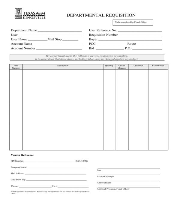 office departmental requisition form