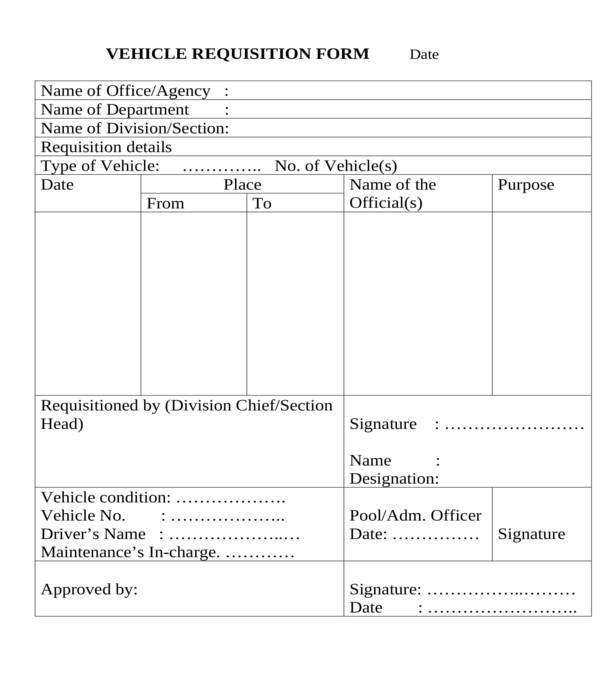 office vehicle requisition form