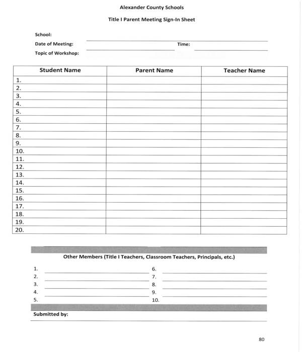 parent meeting sign in sheet