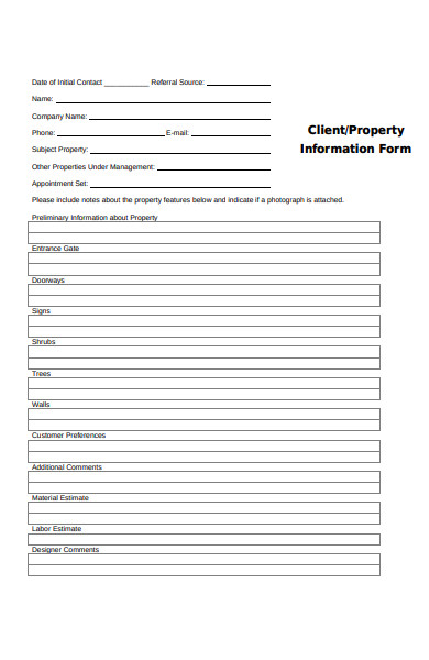 property information form 1