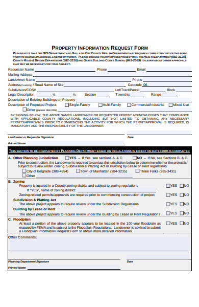 property information request form