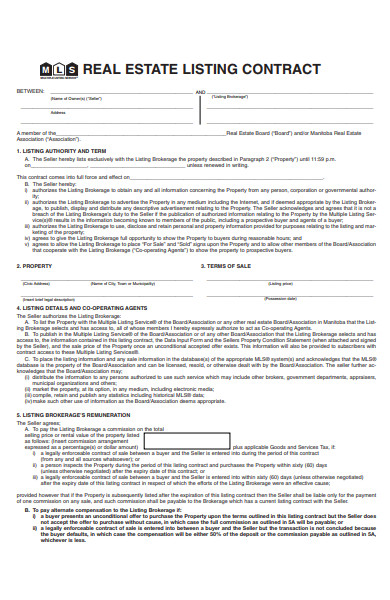 real estate contract information form