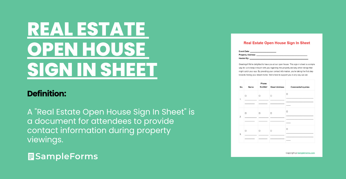 real estate open house sign in sheet