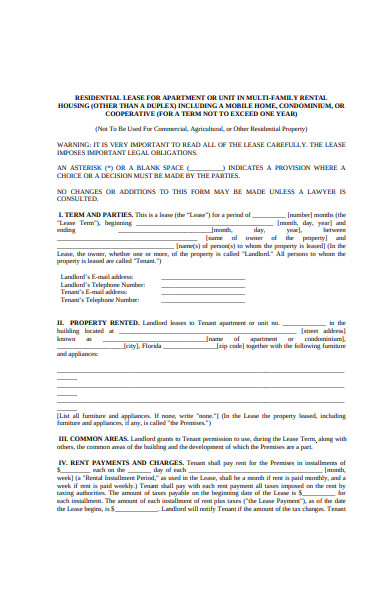 residential apartment lease agreement