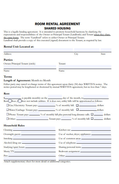 FREE 5 Rent A Room Agreement Forms In PDF MS Word