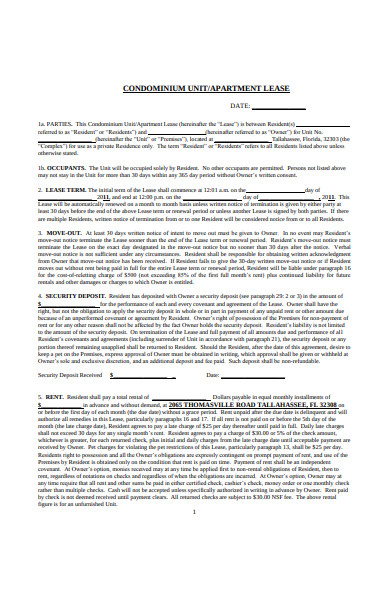 sample apartment lease agreement