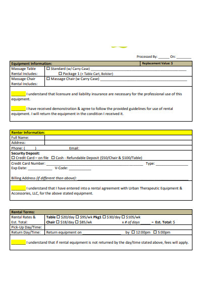 sample massage rental agreement