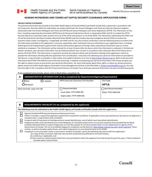 security clearance application form