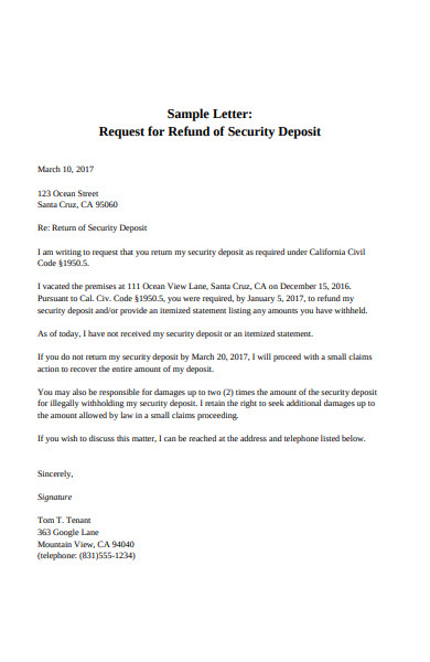 Sample Landlord Letter Returning Security Deposit from images.sampleforms.com