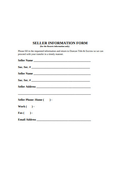 seller information form