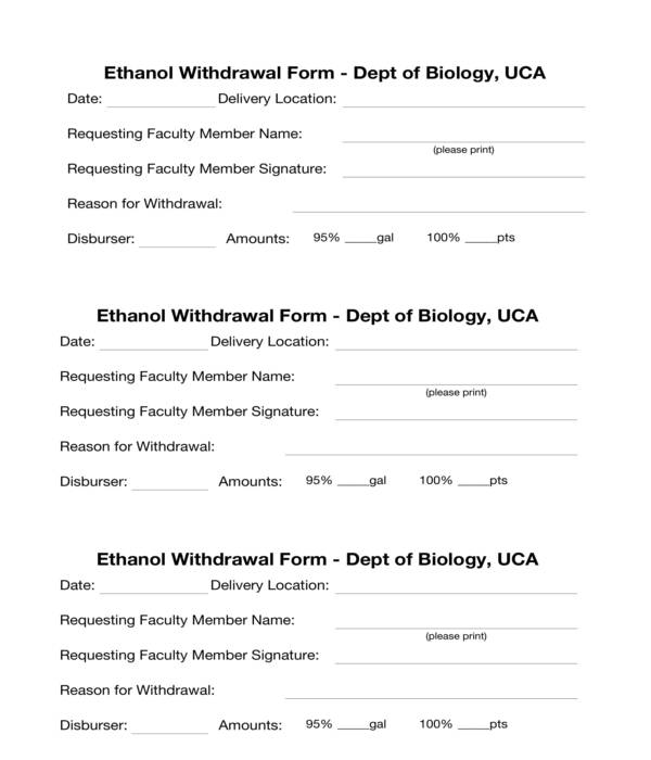 stockroom requisition ethanol withdrawal form