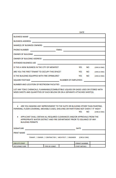 tenant business disclosure form
