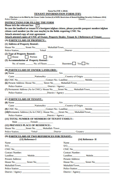 commercial tenant information form