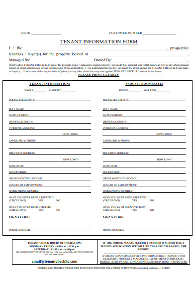 residential tenant information form
