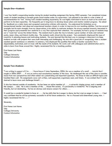 FREE 7+ Teacher Recommendation Letters in PDF