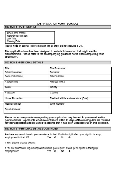 basic employee application form