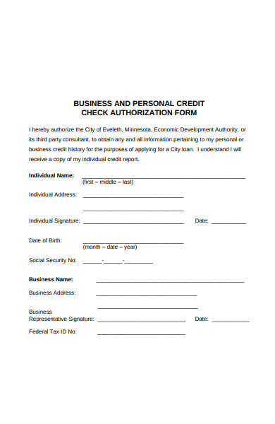 FREE 4 Business Credit Check Forms In PDF MS Word