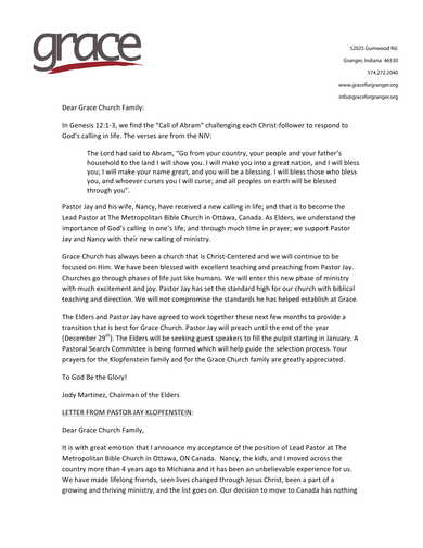 church resignation letter
