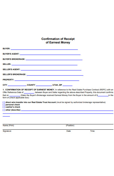 earnest money deposit receipt