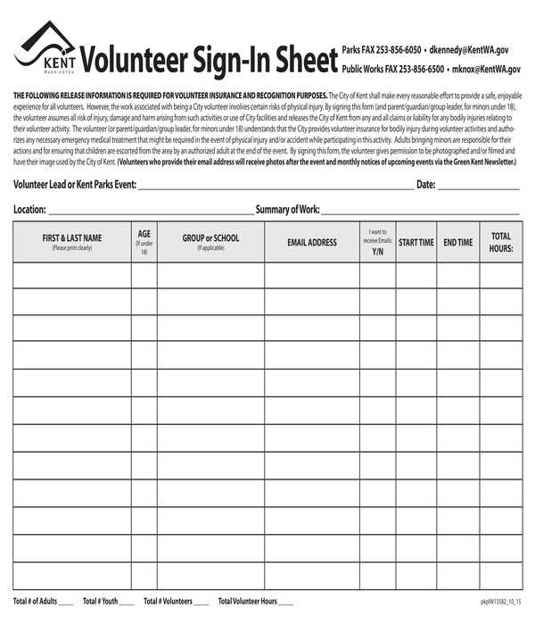 FREE 9 Volunteer Sign On Sign Off Sheet Forms In PDF MS Word