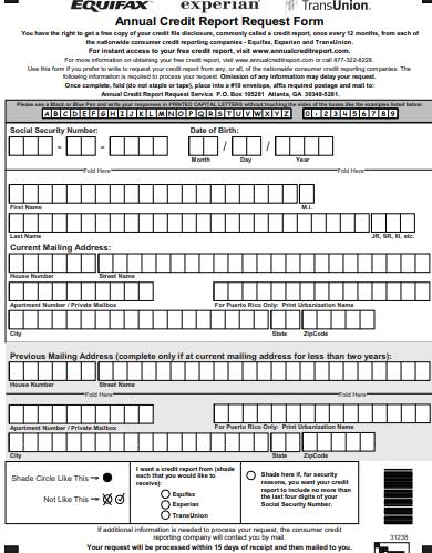 government issued annual credit report request form
