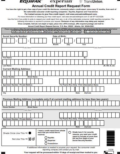 FREE 6+ Credit Report Request Forms in PDF | MS Word