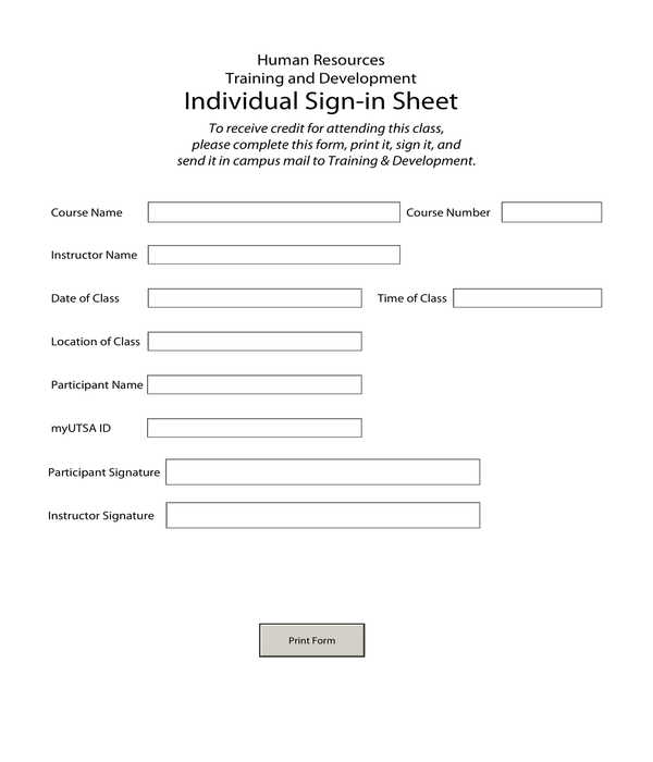 individual sign in sheet