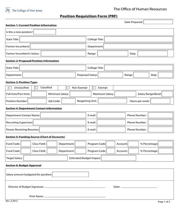 office position requisition form