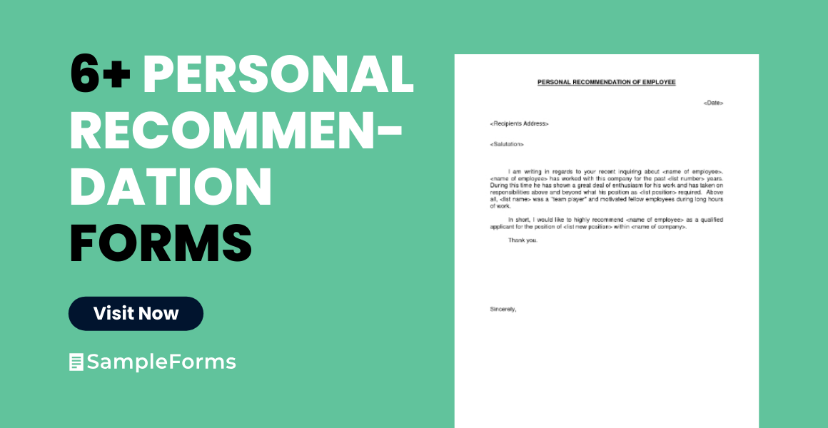 personal recommendation form