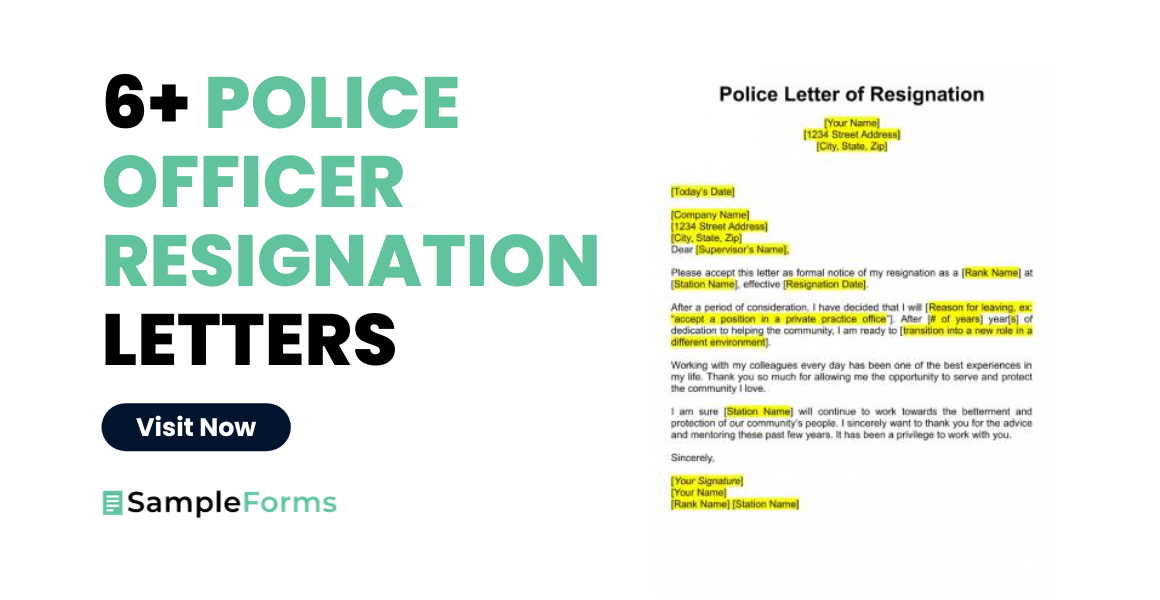 police officer resignation letter