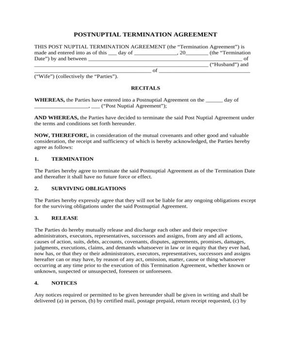 Post Nup Agreement Template