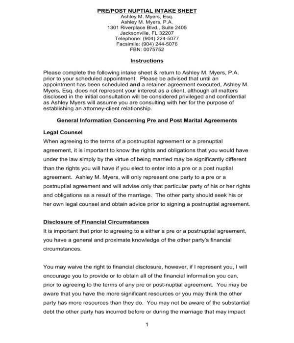 Post Nuptial Agreement Template