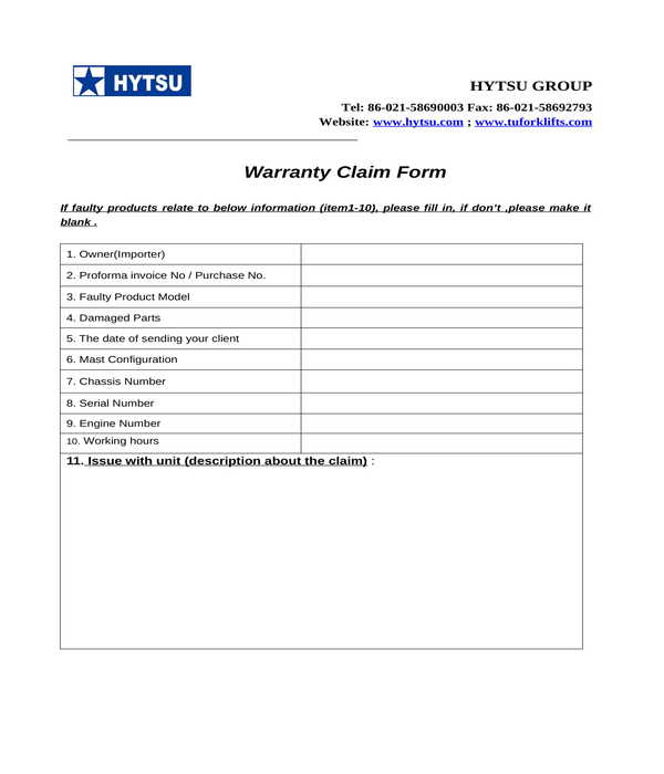 FREE 7+ Warranty Claim Forms in MS Word PDF Excel