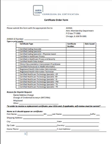 request for professional certification form