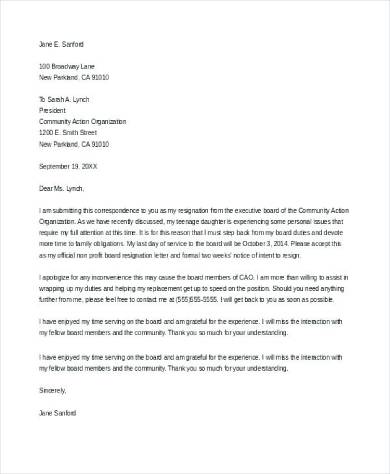 Resignation From Board Letter from images.sampleforms.com