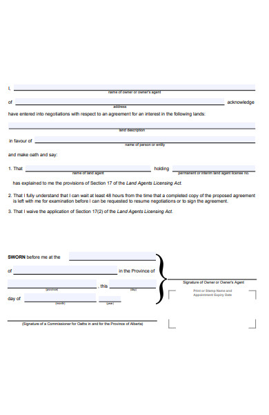 sample receipt of agreement form