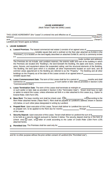 FREE 2+ Triple Net (NNN) Commercial Lease Agreement Samples in PDF | MS ...