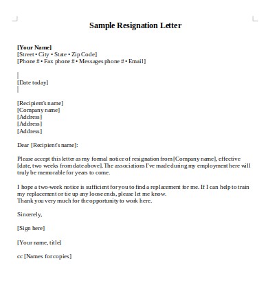 FREE 11+ Teacher Resignation Letter Samples, PDF, MS Word, Google Docs