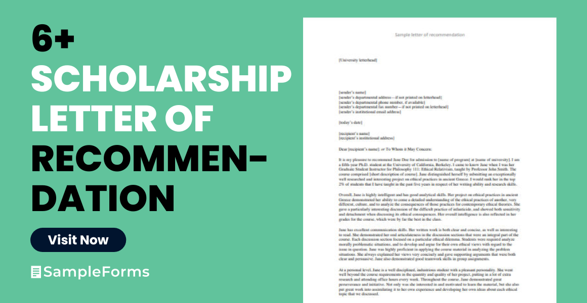 scholarship letter of recommendation