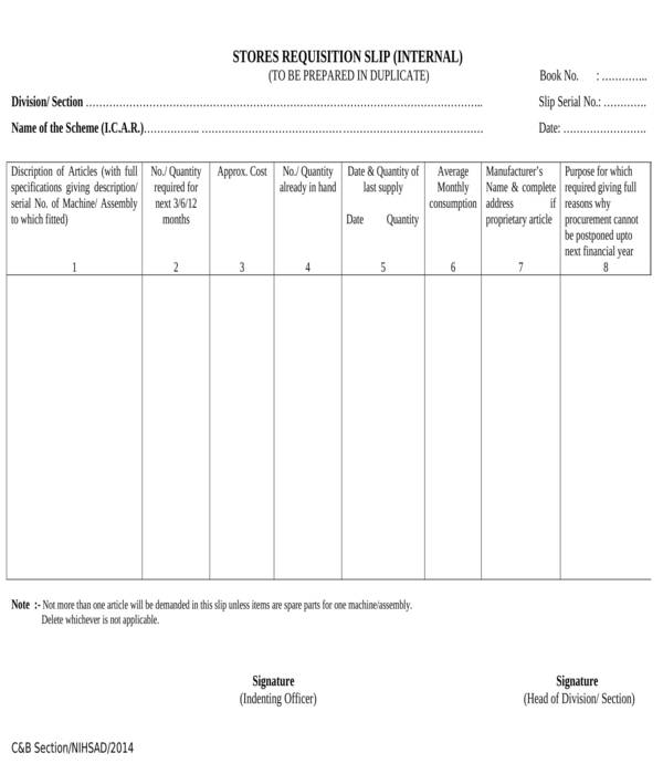 store requisition slip form