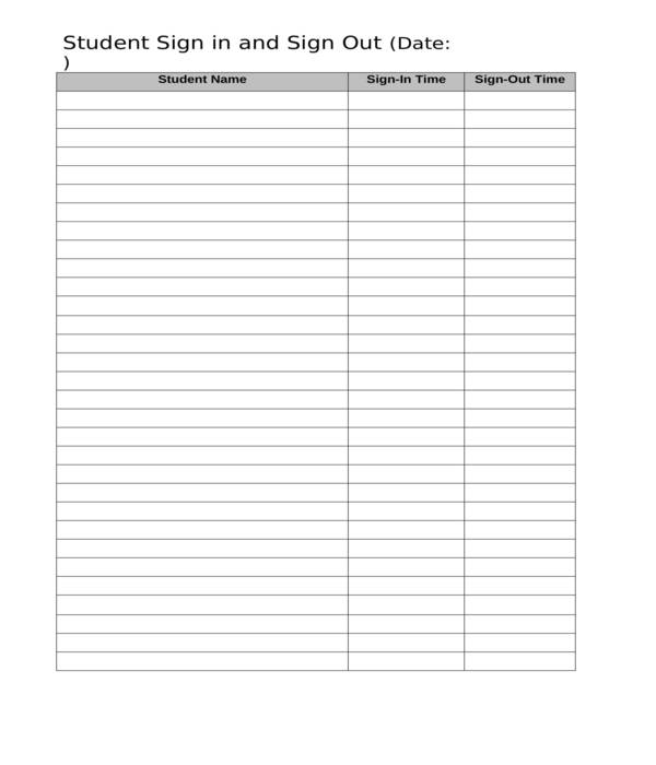 Free 11+ Student Sign In Sheets In Pdf 