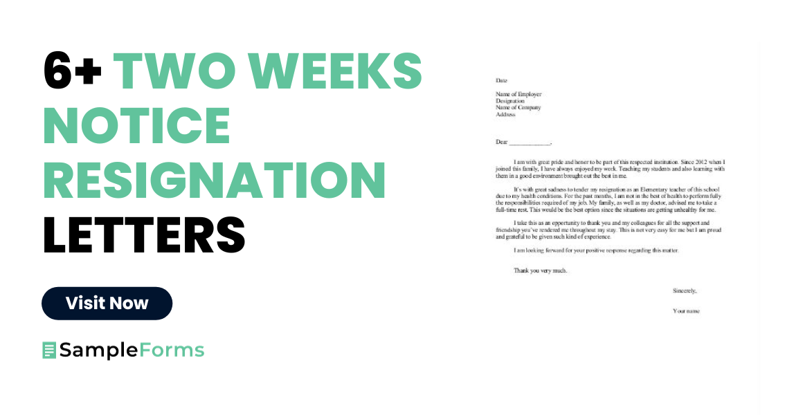 two weeks notice resignation letter
